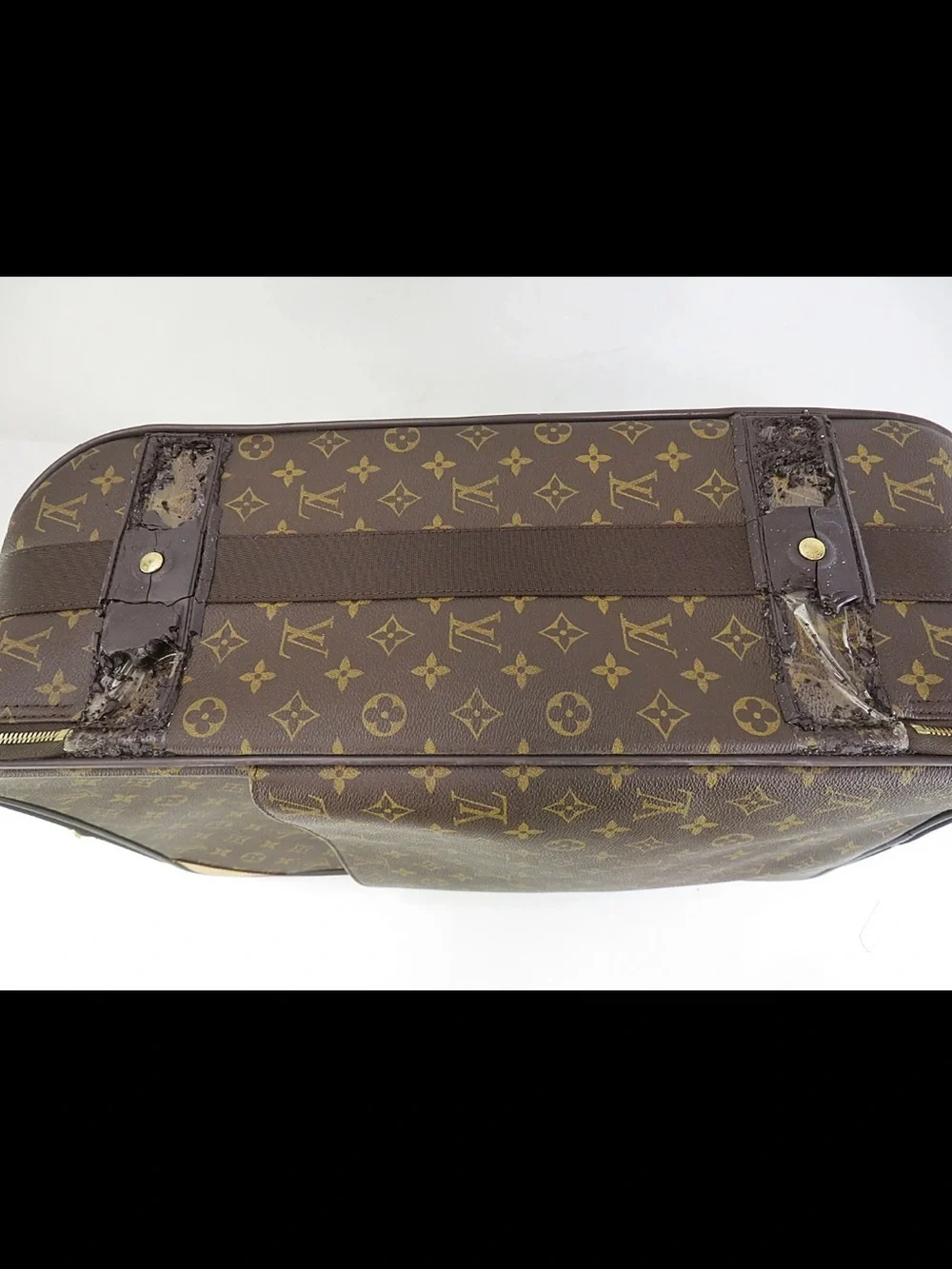 Louis Vuitton Brown Monogram Rolling Suitcase with Tan Accents